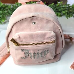 Juicy Couture velour pink mini backpack rhinestone bling Y2K